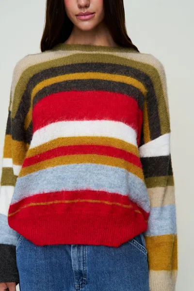 Danielle Guizio Ny Hawley Oversized Stripe Wool Jumper In Multi