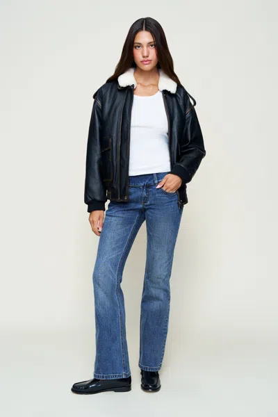 Danielle Guizio Ny Hugo Vintage Leather Bomber In Black