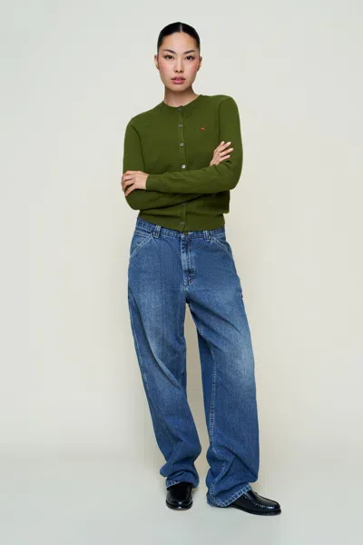 Danielle Guizio Ny June Relaxed Wool Cardigan In Green