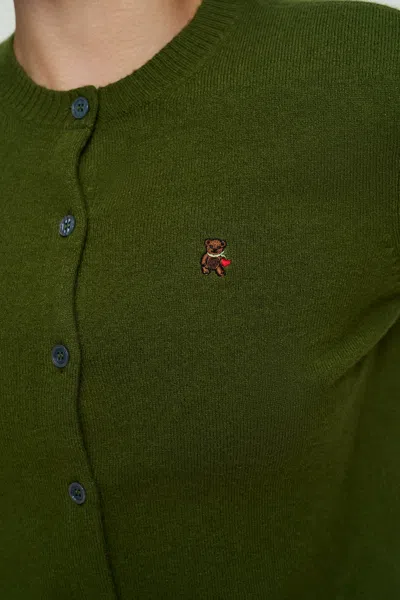 Danielle Guizio Ny June Relaxed Wool Cardigan In Green