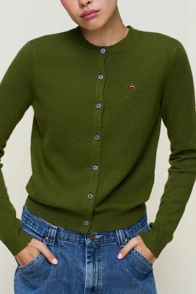 Danielle Guizio Ny June Relaxed Wool Cardigan In Green