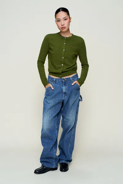 Danielle Guizio Ny June Relaxed Wool Cardigan In Green
