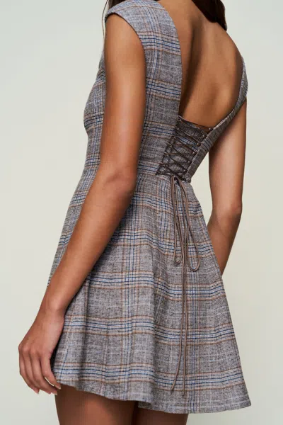 Danielle Guizio Ny Leila Tartan Mini Dress In Gray