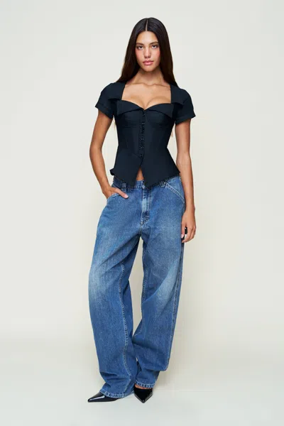 Danielle Guizio Ny Lia Buttondown Corset In Blue