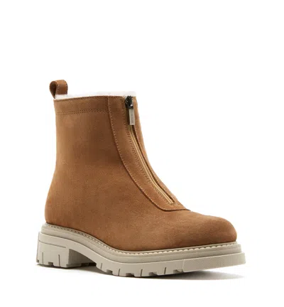 La Canadienne Delta Shearling-lined Suede Booties In Animal Print