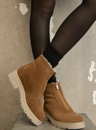 La Canadienne Delta Shearling-lined Suede Booties In Animal Print