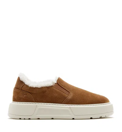 La Canadienne Valerie Genuine Shearling Lining Slip-on Sneaker In Brown
