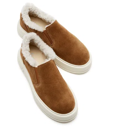 La Canadienne Valerie Genuine Shearling Lining Slip-on Sneaker In Brown