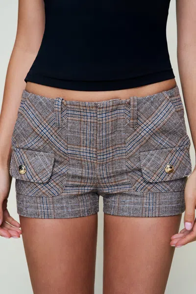 Danielle Guizio Ny Penelope Patch Pocket Tartan Short In Green