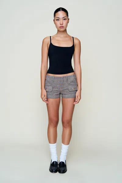 Danielle Guizio Ny Penelope Patch Pocket Tartan Short In Green