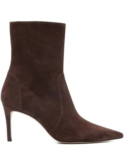 Stuart Weitzman 80mm Pointed-toe Zip Boots In Brown