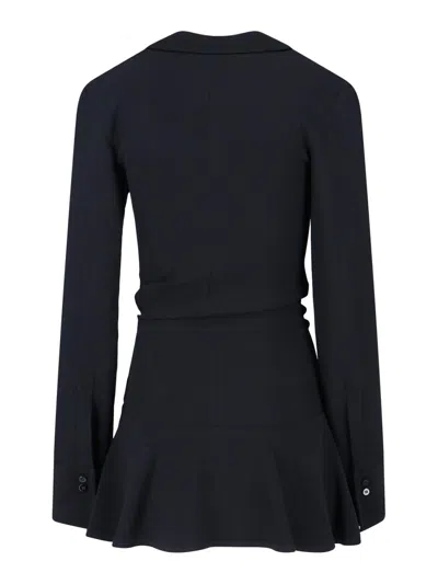 Attico Black Scoop-neck Mini Dress In Brown