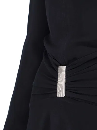 Attico Black Scoop-neck Mini Dress In Brown