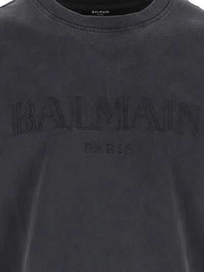 Balmain Black Cotton T-shirt In Black