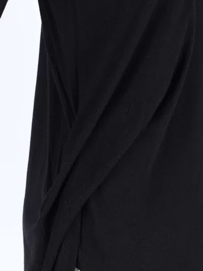 Rick Owens V-neckline Long Sleeves Asymmetric Hem Soft Texture In Black