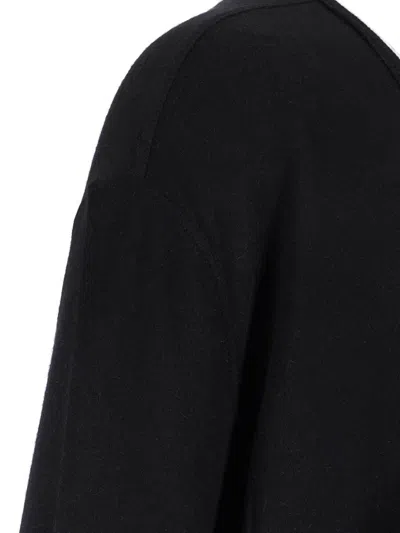 Rick Owens V-neckline Long Sleeves Asymmetric Hem Soft Texture In Black