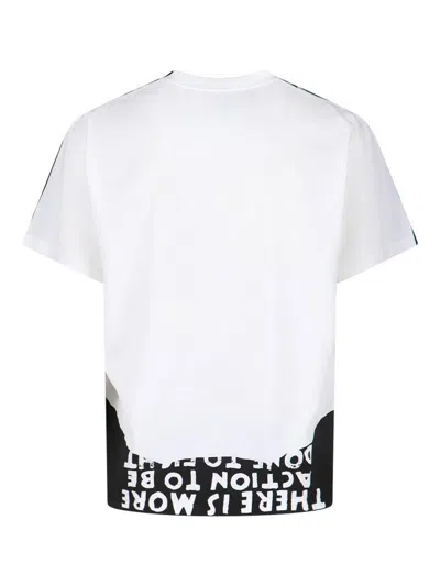 Mm6 Maison Margiela Mm6 By Maison Margiela Bicolor Contrast Print T-shirt With Round Neckline And Short Sleeves In White