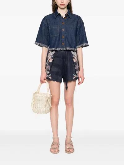 Zimmermann Indigo Denim Shirt With Classic Collar In Blue