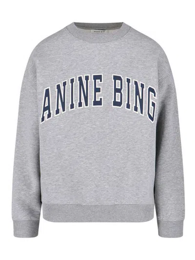 Anine Bing Ribbed Neck Sweatshirt Spencer In Gray