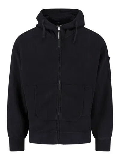 C.p. Company Logo Hooded Sweatshirt In Black