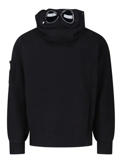 C.p. Company Logo Hooded Sweatshirt In Black