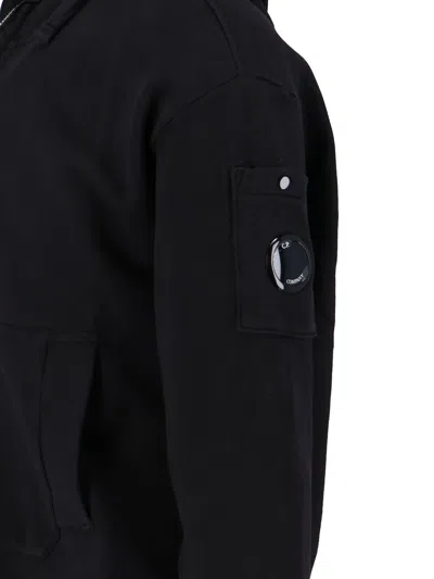 C.p. Company Logo Hooded Sweatshirt In Black