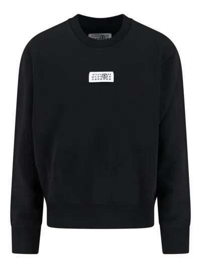 Mm6 Maison Margiela Logo Cotton Sweatshirt In Black