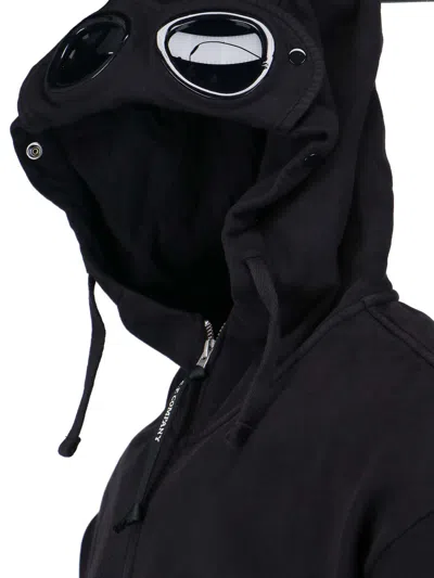 C.p. Company Logo Hooded Sweatshirt In Black