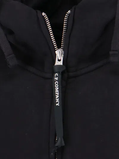 C.p. Company Logo Hooded Sweatshirt In Black
