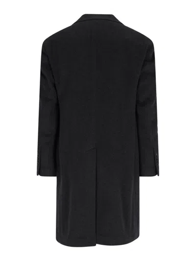Tagliatore Double-breasted Virgin Wool Coat With Notched Lapel In Black