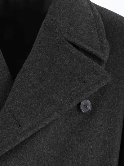 Caruso Double-breasted Grey Coat With Notched Lapel In Gray