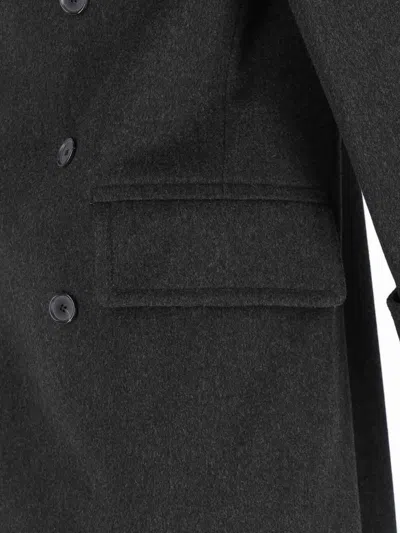 Caruso Double-breasted Grey Coat With Notched Lapel In Gray
