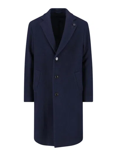 Lardini Classic Tailored Coat With Three-button Closure In Blue