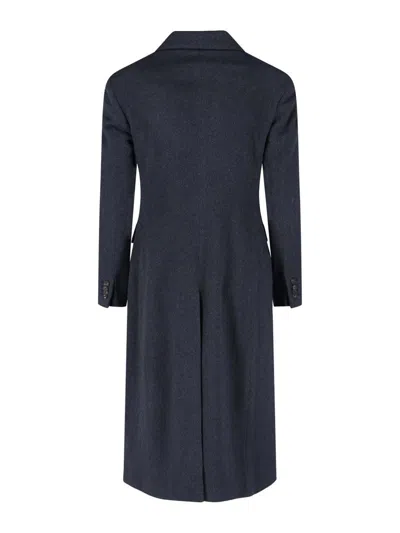 Tagliatore Notched Lapel Single-breasted Longline Jacket In Blue