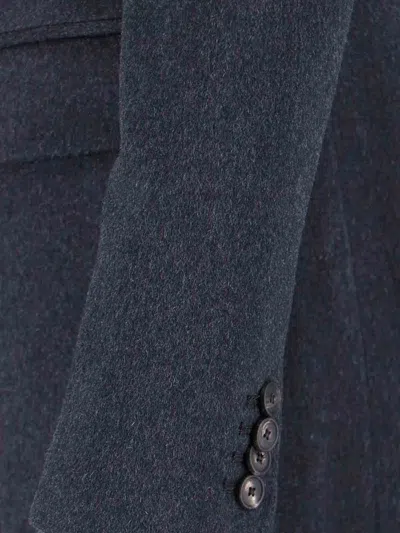 Tagliatore Notched Lapel Single-breasted Longline Jacket In Blue