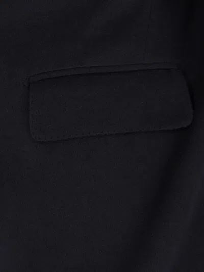 Tagliatore Double-breasted Virgin Wool Coat With Notched Lapel In Blue