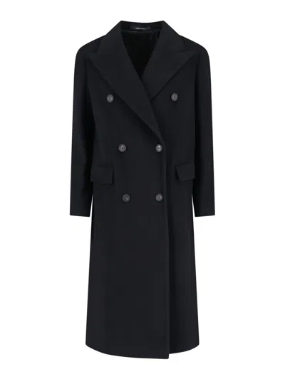 Tagliatore Structured Double-breasted Jacket With Flap Pockets In Black