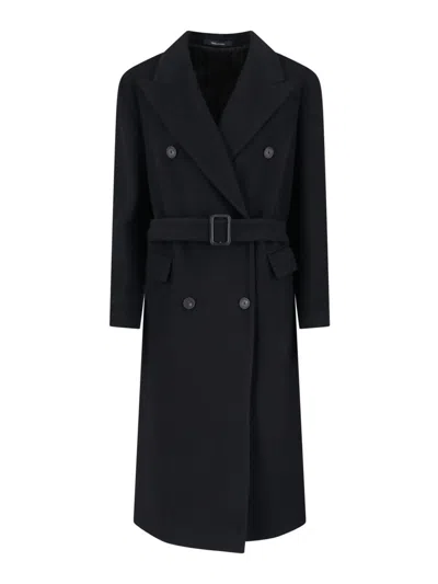 Tagliatore Structured Double-breasted Jacket With Flap Pockets In Black