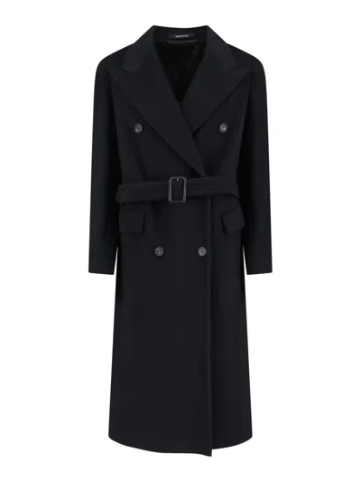 Tagliatore Structured Double-breasted Jacket With Flap Pockets In Black