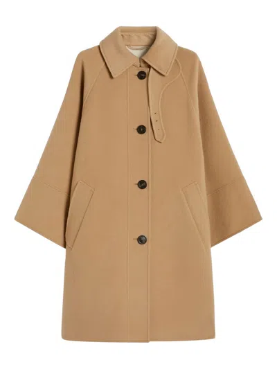 Weekend Max Mara Rufo Single-breasted Wool Coat In Brown