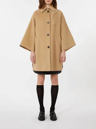 Weekend Max Mara Rufo Single-breasted Wool Coat In Brown