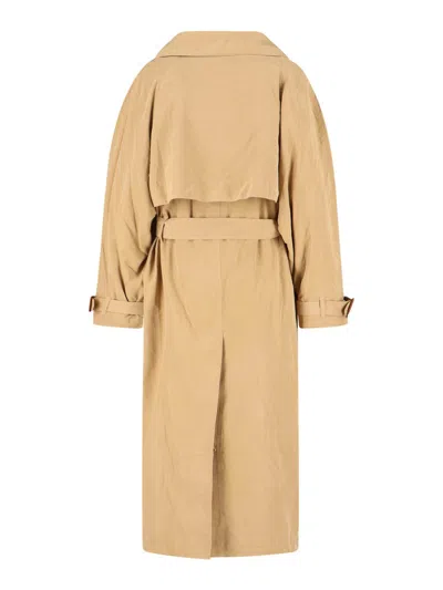 Isabel Marant Long Belted Double-breasted Jacket With Sophisticated Cuffs In Brown