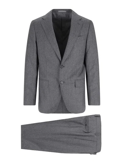 Caruso Tailored Grey Suit With Two-button Blazer In Gray