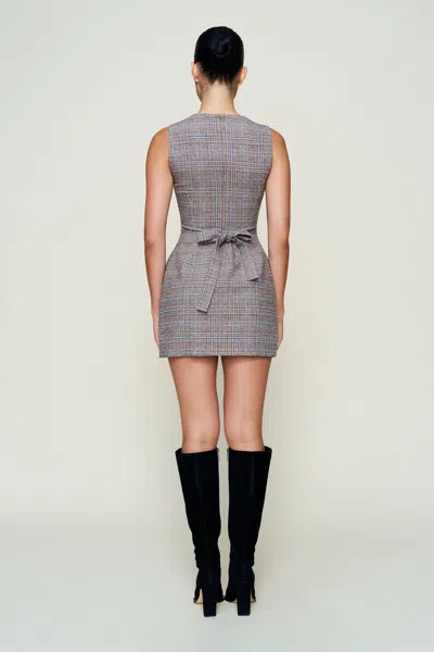 Danielle Guizio Ny Rowan Tartan Dress In Gray
