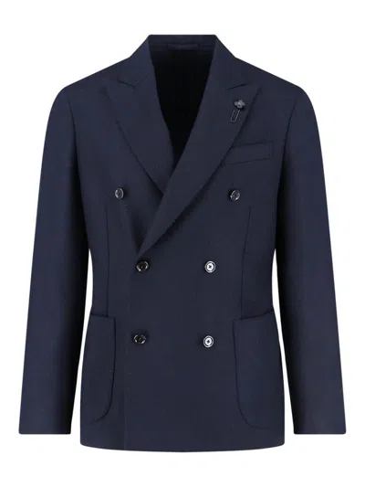 Lardini Tailored Jacket With Notch Lapel And Button Detailing In Blue