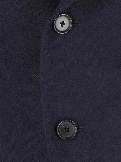 Caruso Tailored Black Herringbone Jacket With Notched Lapel In Blue