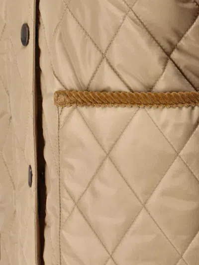 Burberry Cropped Quilted Nylon Jacket In Brown