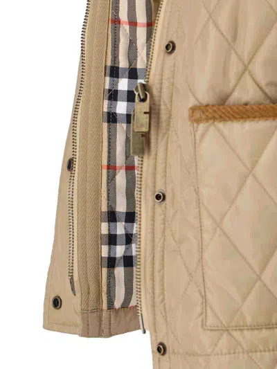 Burberry Cropped Quilted Nylon Jacket In Brown