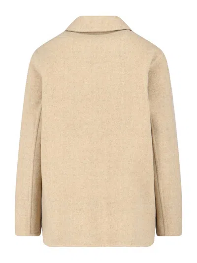 Burberry Collared Neck Jacket Side Pockets Long Sleeves In Neutral