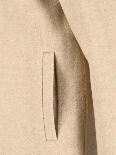 Burberry Collared Neck Jacket Side Pockets Long Sleeves In Neutral